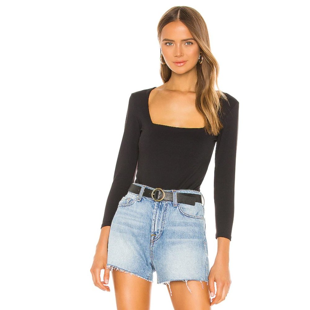 Free People Truth Or Square Black Bodysuit Small